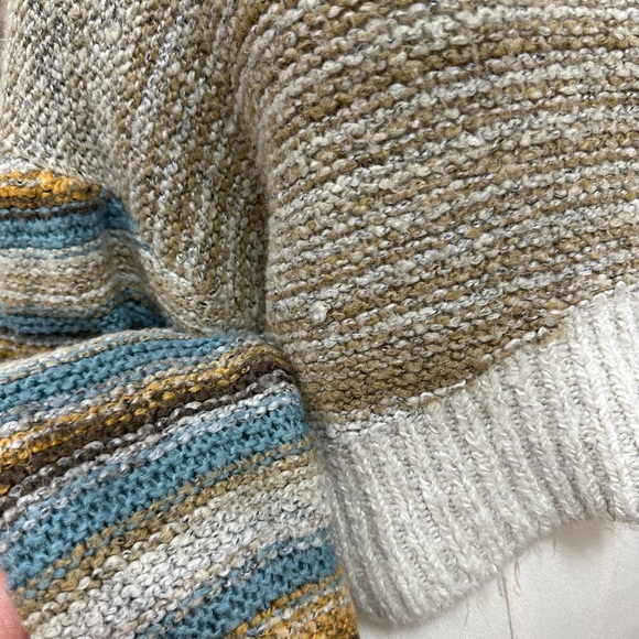 Urban Outfitters Striped Knit Sweater - Cream, Brown, Blue size small - Picture 2 of 4